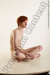 Nude Man White Sitting poses - simple Slim Medium Red Sitting poses - ALL Standard Photoshoot Realistic